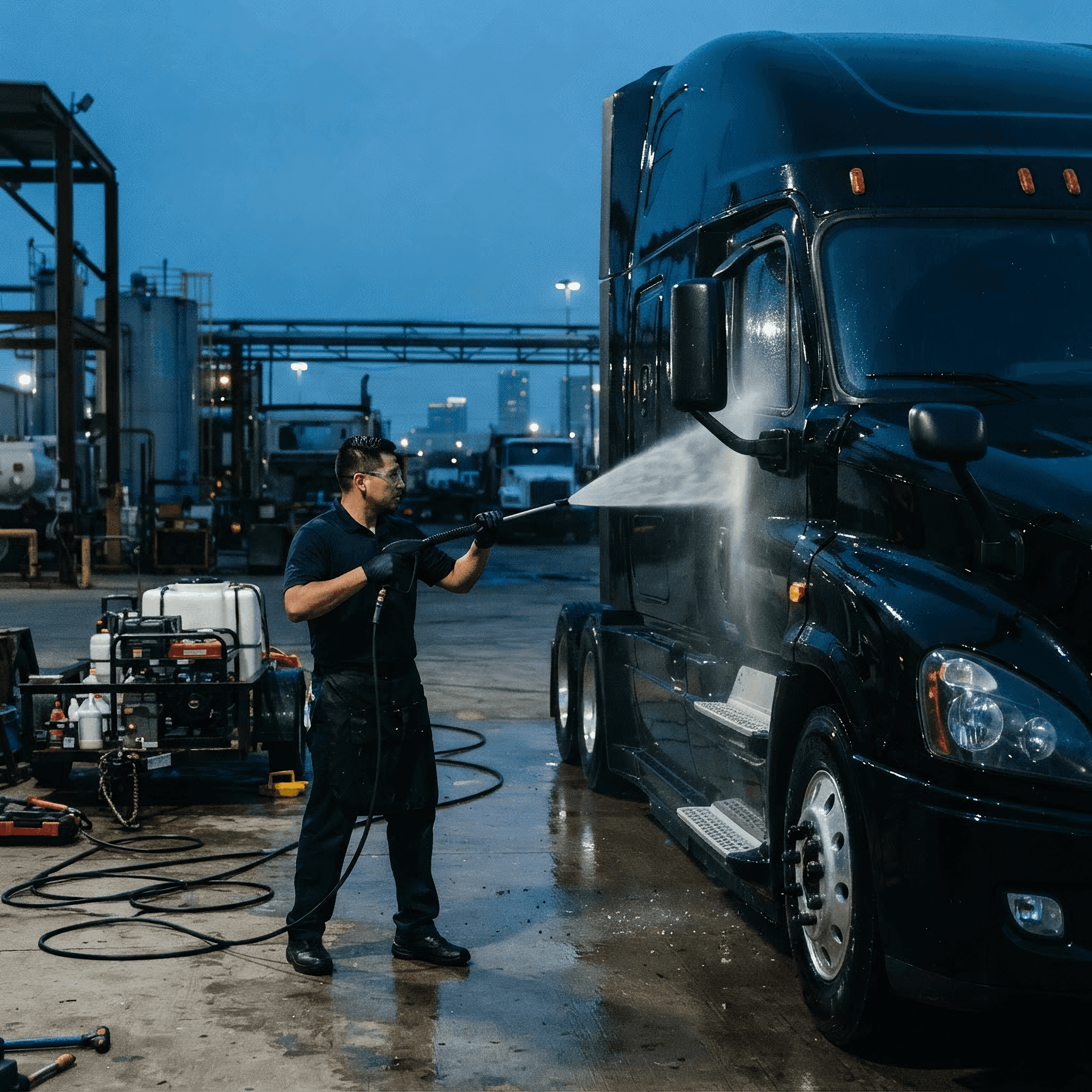 The Detail Guys washing a commercial fleet truck