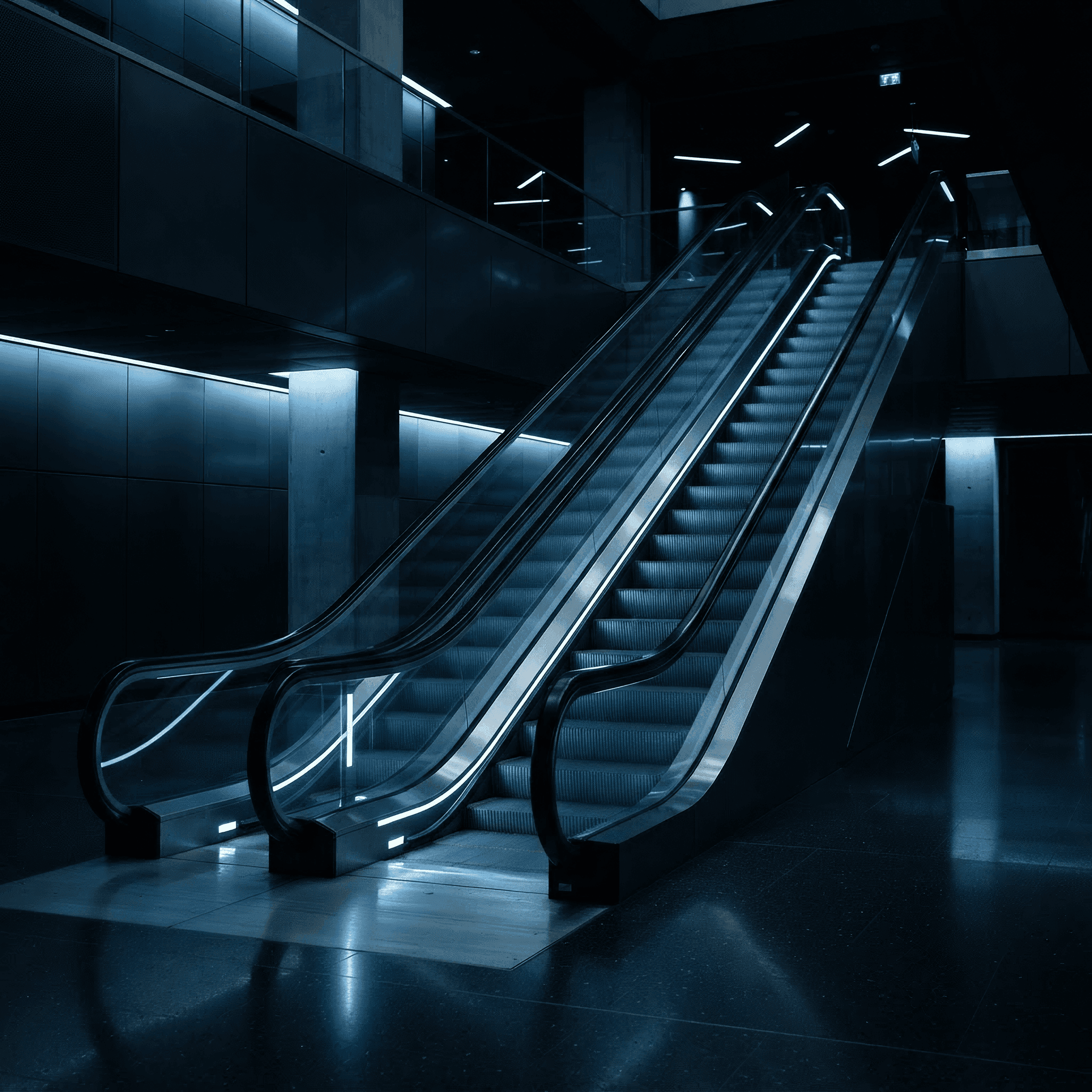 Escalator in a modern concourse
