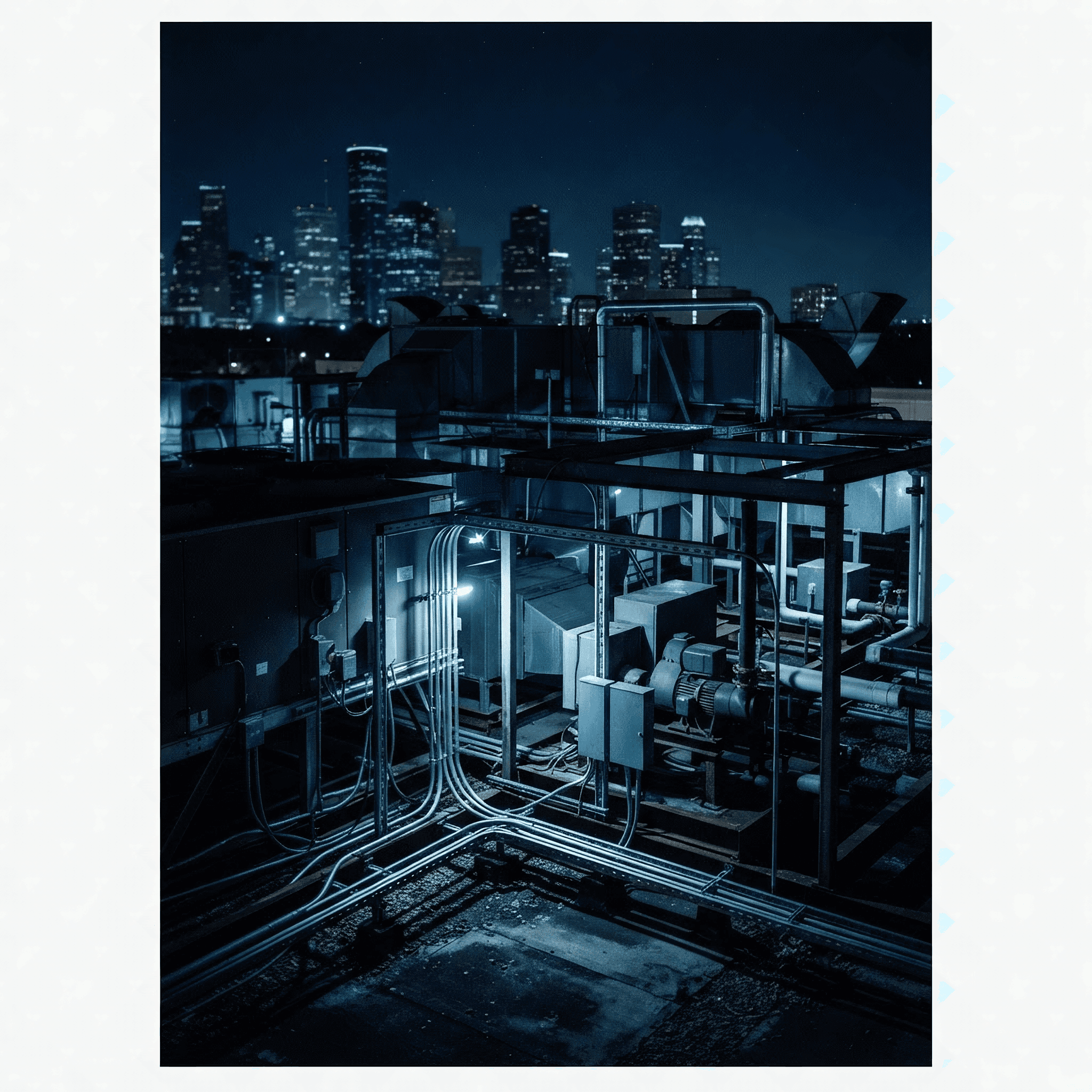 Rooftop mechanical plant on a commercial building