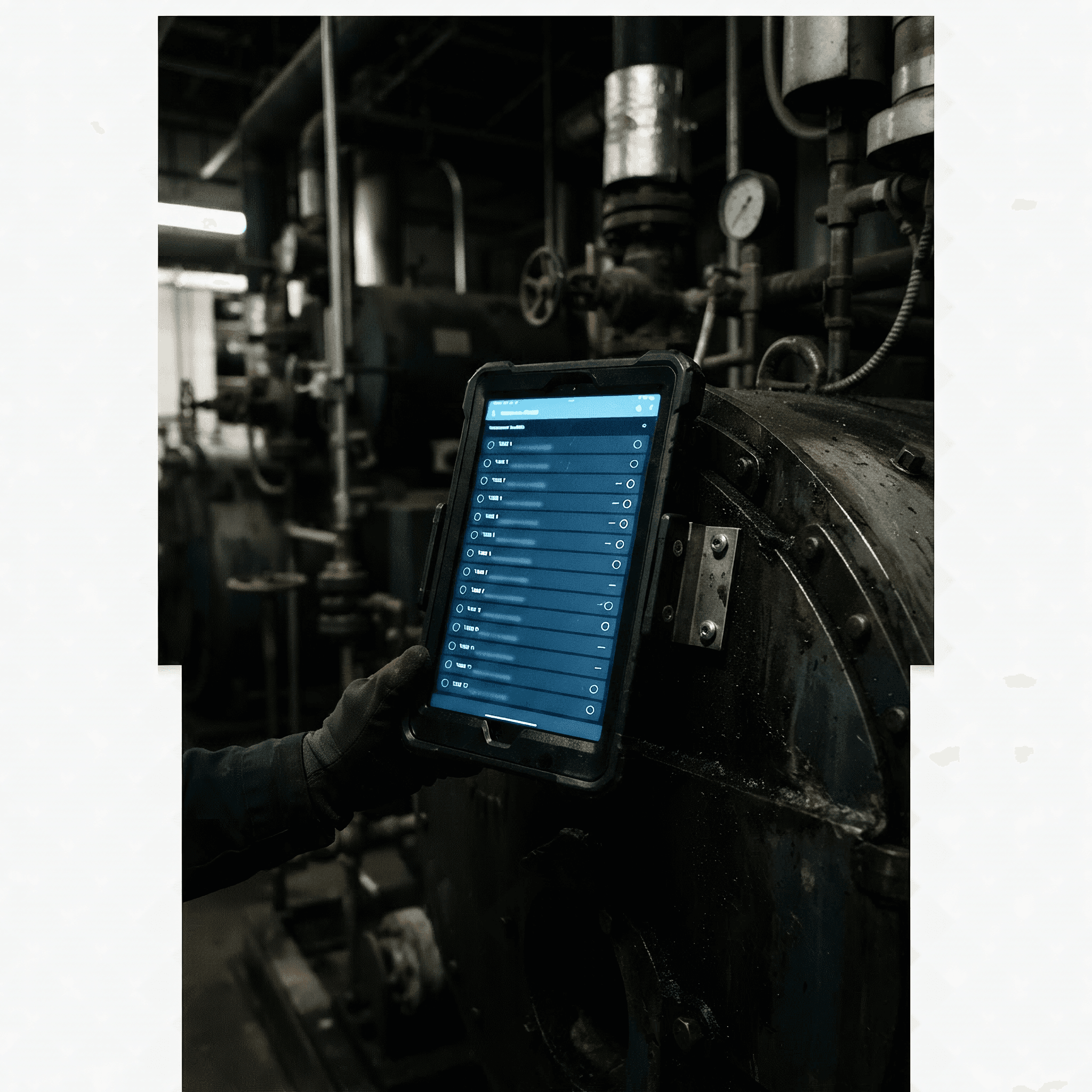 Digital maintenance checklist on a technician tablet